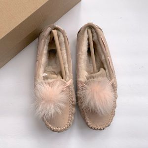 UGGs Dakota Pom Pom Suede Moccasins Slippers